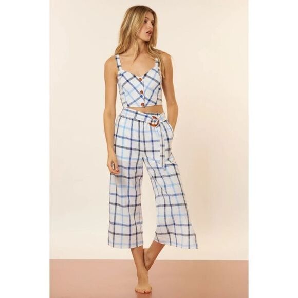 Red Carter Linen Plaid Set - Picture 1 of 7